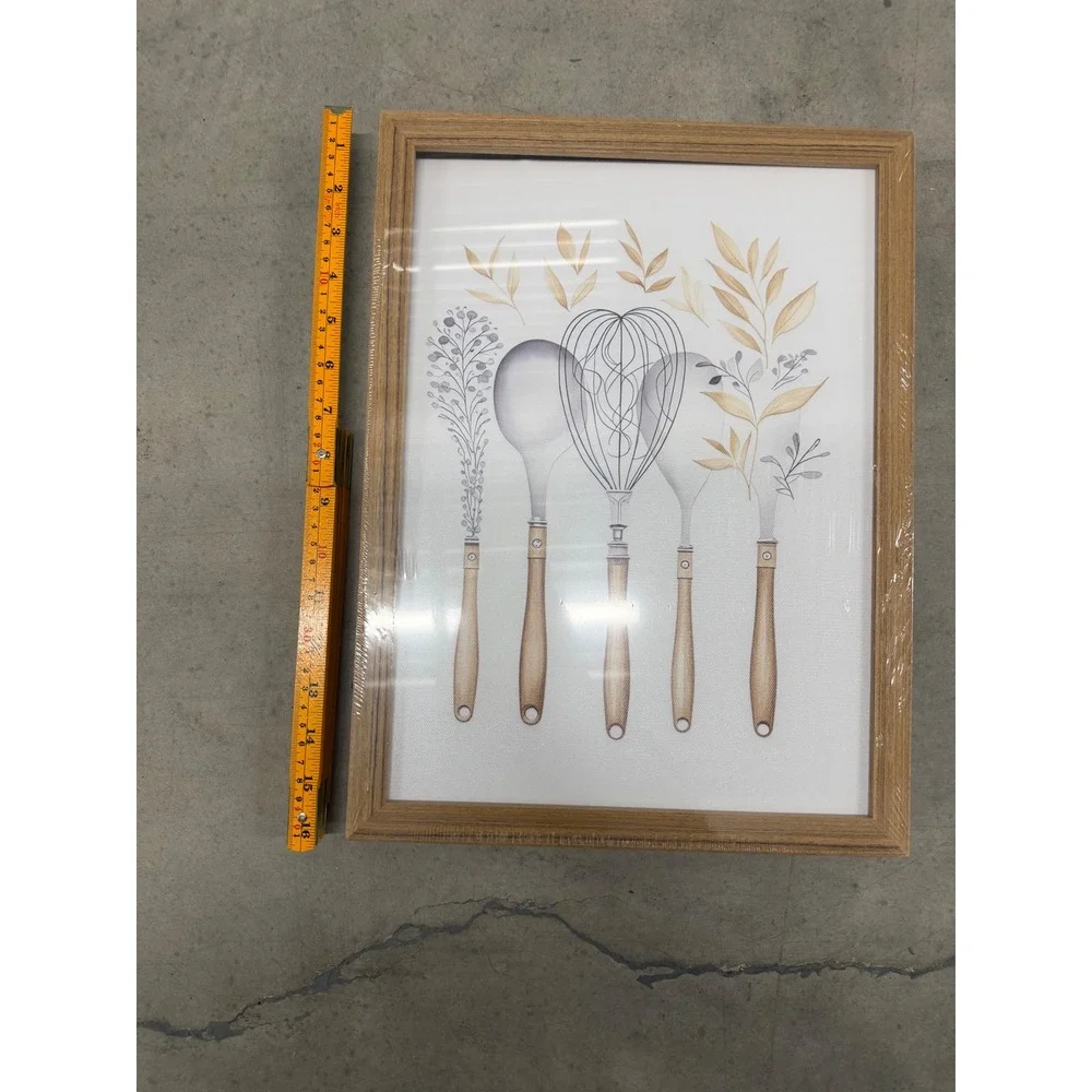 3 Piece Botanical Kitchen Wall Art Set Watercolor Eucalyptus Wood Frames 12x16